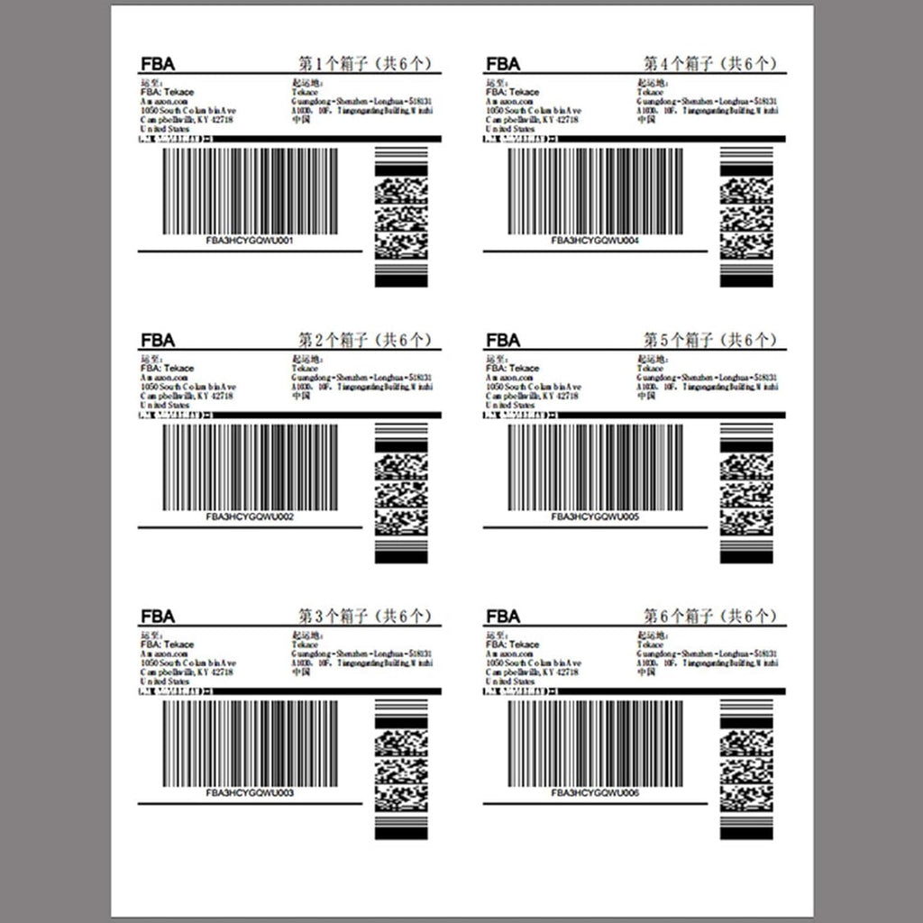 Coopaty 100 Sheets FBA Adderss Labels, 6 per Sheet 3-1/3" x 4" Label Stickers for Laser & Inkjet Printers, 6 Up Shipping Labels, 600 Printable White Sticker Paper