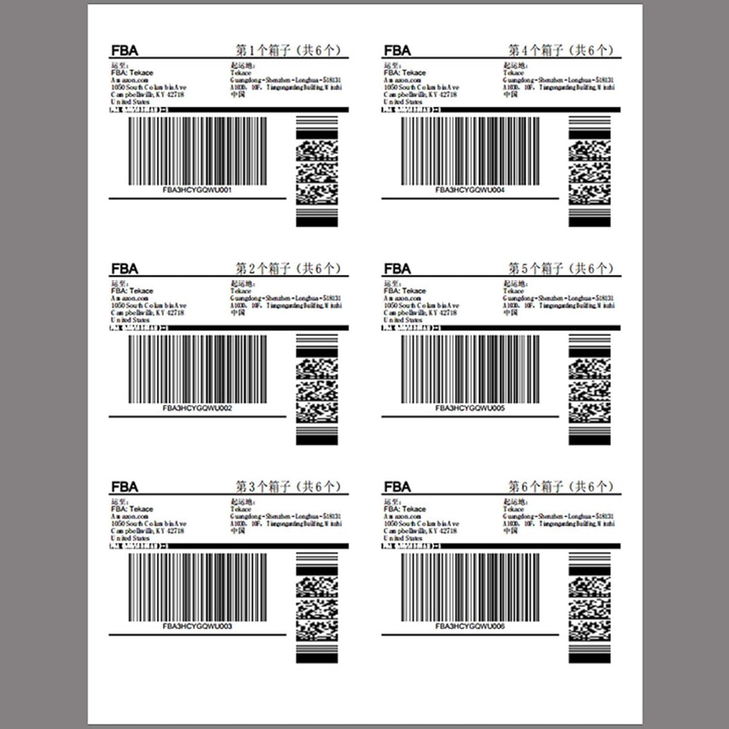 Coopaty 100 Sheets FBA Adderss Labels, 6 per Sheet 3-1/3" x 4" Label Stickers for Laser & Inkjet Printers, 6 Up Shipping Labels, 600 Printable White Sticker Paper