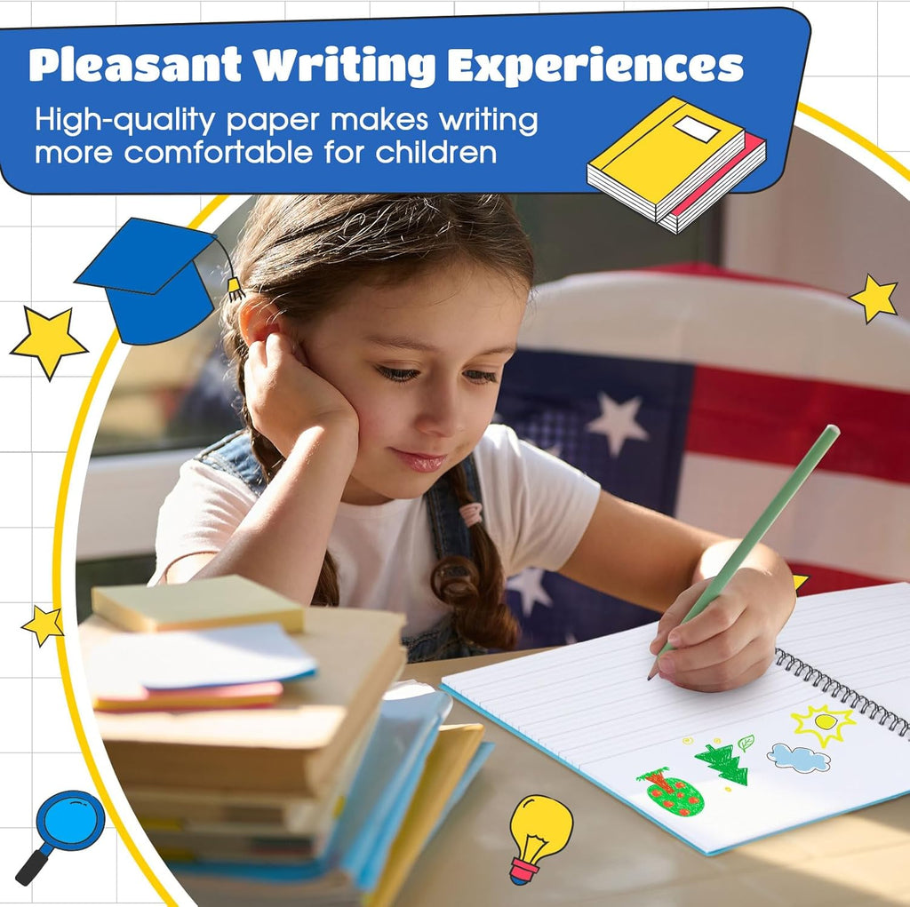 Henoyso 40 Pcs 100/50 Sheets Primary Composition Notebook K-2 Bulk Spiral Primary Journal Drawing Handwriting Practice for Kids Kindergarten 1st 2nd Back to School Supplies (Bright Color,50 Sheets)
