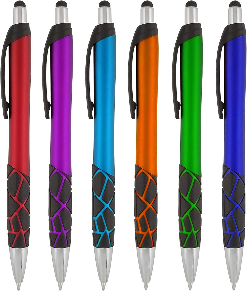 Stylus Pens -2 in1 Capactive Touch Screen with Ballpoint Writing Pen Sensitive Stylus Tip For Your iPad iPhone Samsung Galaxy & All Smart Devices -Metallic Barrel - Assorted Colors Comfy Grips,6 Pack