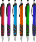 Stylus Pens -2 in1 Capactive Touch Screen with Ballpoint Writing Pen Sensitive Stylus Tip For Your iPad iPhone Samsung Galaxy & All Smart Devices -Metallic Barrel - Assorted Colors Comfy Grips,6 Pack