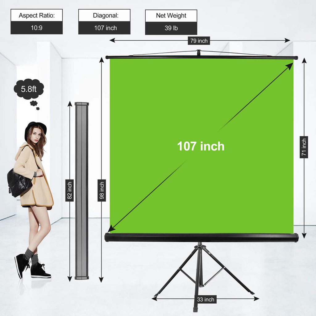 EMART 107" Green Screen Stand, Professional Chromakey Background with Auto-Locking Frame, Collapsible Portable Backdrop with Adjustable Tripod, Fast Fold Designed for Game, Stream, Video