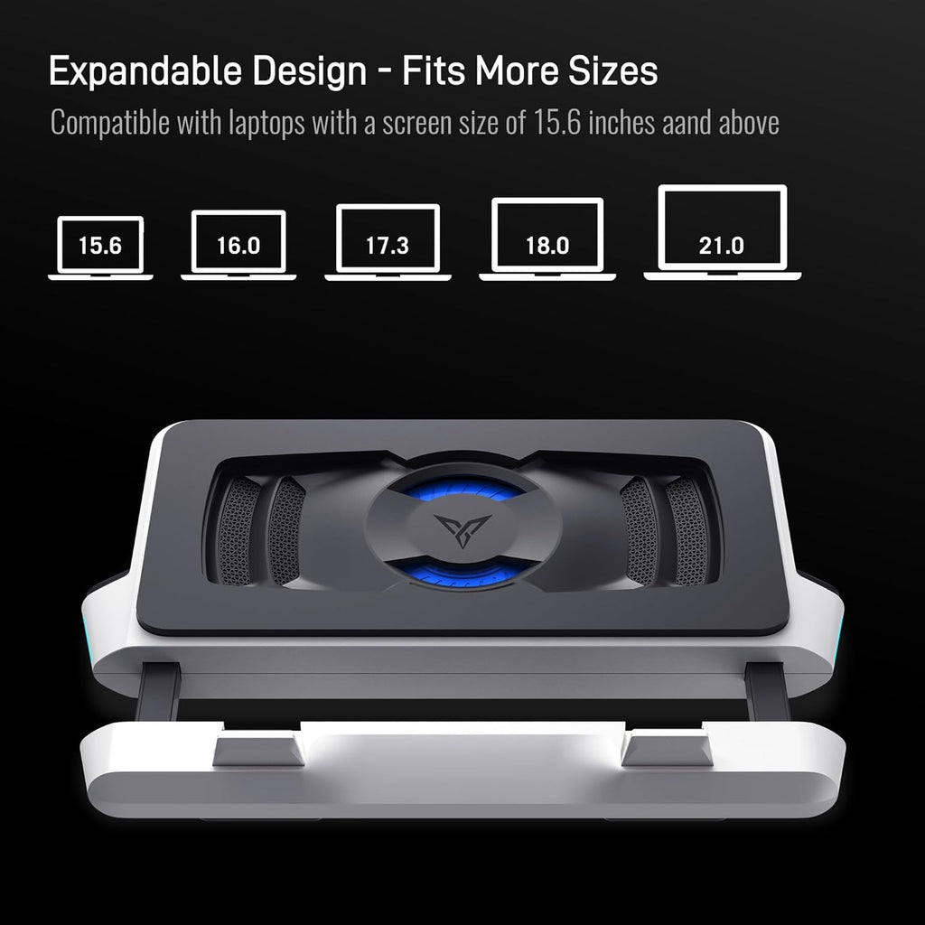 Flydigi BS2 Pro Laptop Cooling Pad RGB for 15.6-21 Inch, Wind-Pressure Closed-Loop Turbo-Fan with MAX 4000RPM, Triple Noise Reduction, Intelligent Temperature Control,4 Height Stands