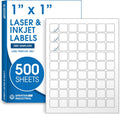 1" X 1" Square Printable Labels Compatible with Inkjet and Laser Printers - 500 Sheets, 31500 Matte White Paper Stickers for QR Codes, Barcodes, and Price Tags - Spartan Industrial