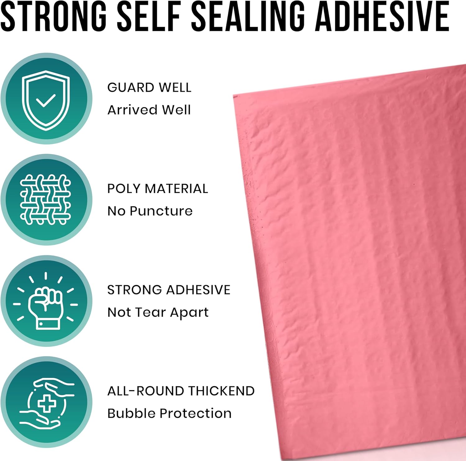 Levex - #0000 4" x 6" [5 Pack] Pink Poly Bubble Mailers, Padded Envelope Mailers, Packing Envelope & Mailing Bags for Shipping