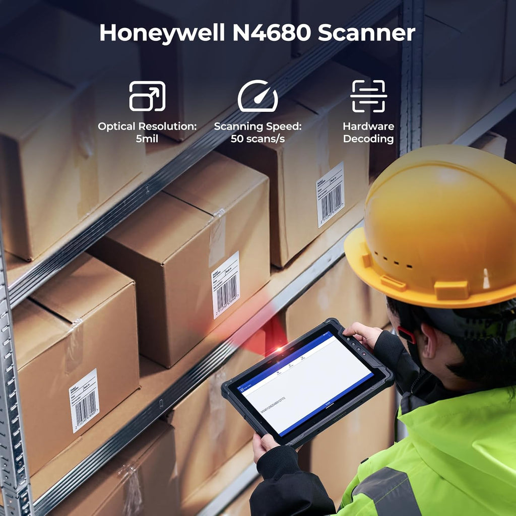 MUNBYN Rugged Tablet with Barcode Scanner,10.1-inch Windows 11 Pro Tablet, Wi-Fi 6, 1000nit Sunlight Readable, Built-in Honeywell N4680 Scanner, Intel N100 Rugged PC, 4G LTE for Warehouse & Logistics
