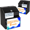 Suggestion Box with Slot and Lock 2 Pcs Metal 8.4 x 5.8 x 7.0 in Built-In Storage Compartment with Magnetic Sign Holder 100 Suggestion Card Tip Jar Ballot Voting Prayer Comment Mailbox