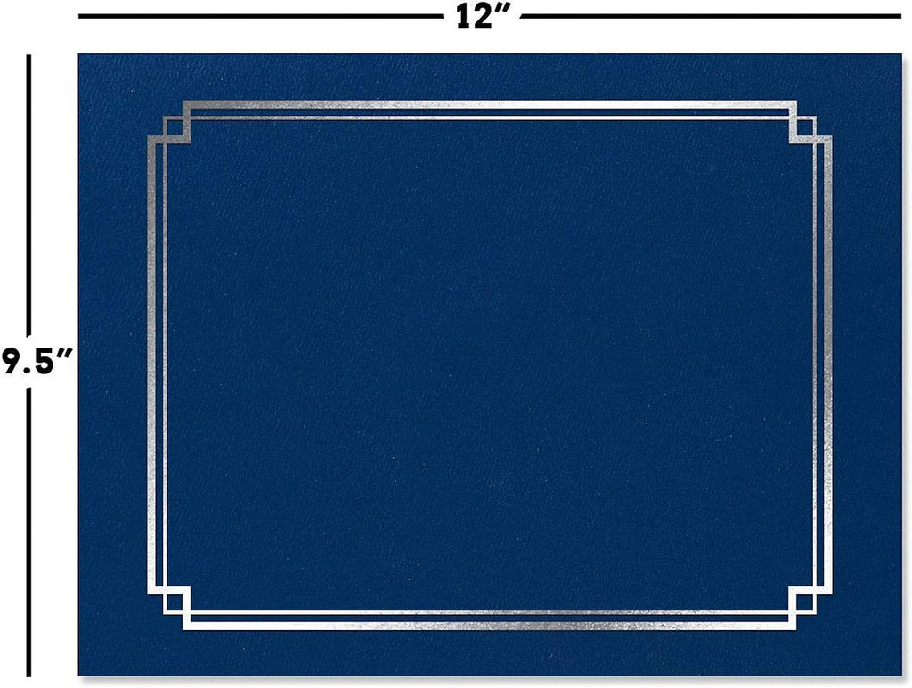 Classic Elite Award Certificate Collection - Includes 25 Certificate Papers (White/Blue), 25 Heavy Linen Folders (Blue/Silver), 25 Silver Foil Seals, Laser & Inkjet Printer Compatible