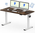 FLEXISPOT EN1 One-Piece Standing Desk, 55 x 28 Electric Height Adjustable Sit Stand Desk for Home Office (White Frame + 55" Rustic Top, 2 Packages)
