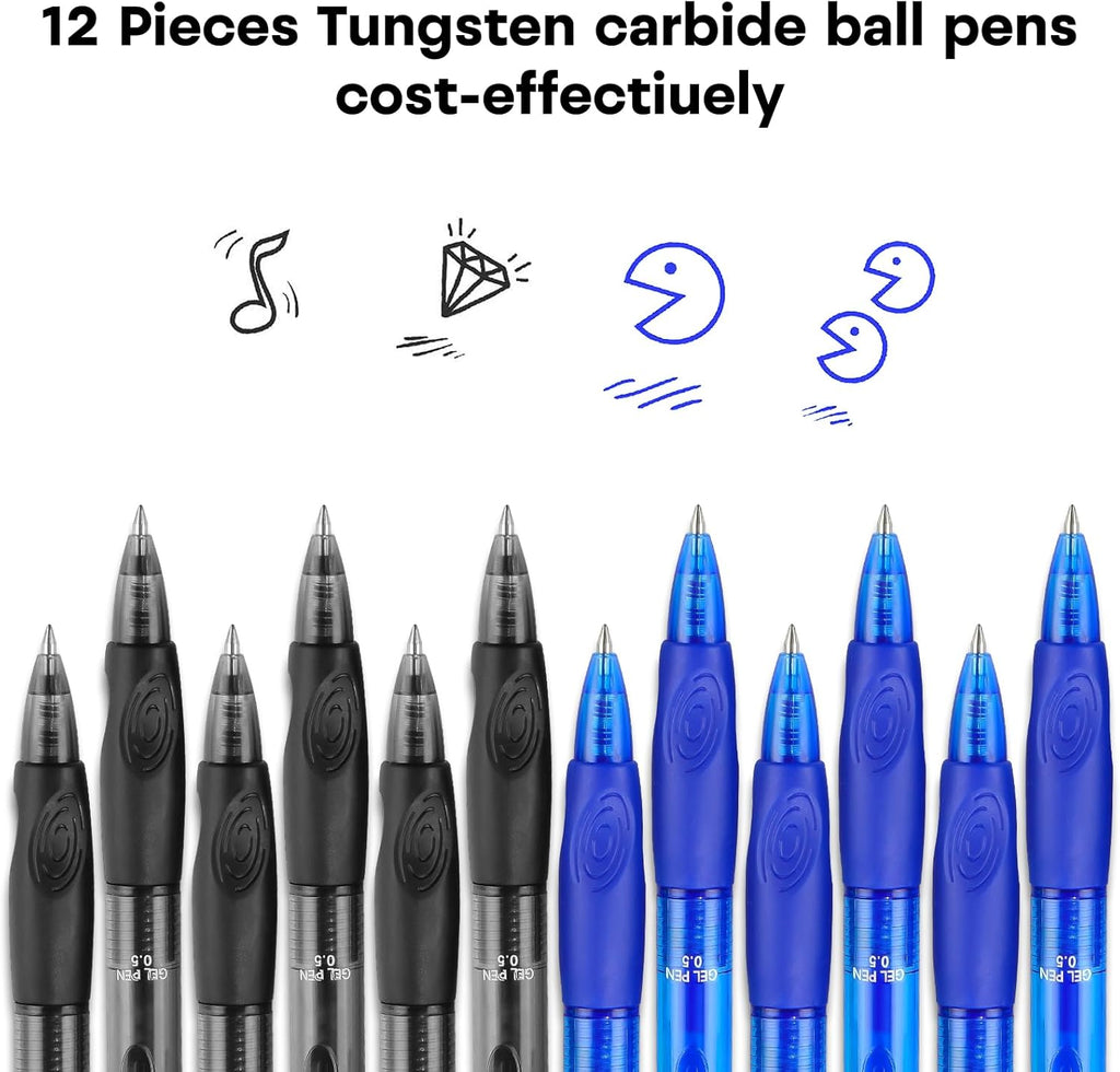 USUAL Erasable Gel Pens Erasable Colored Pens Fine Point 0.5mm Erasable Pens Make Mistakes Disappear Retractable Erasable Gel Pens for Drawing Writing School Office Supplie (Black&Blue)