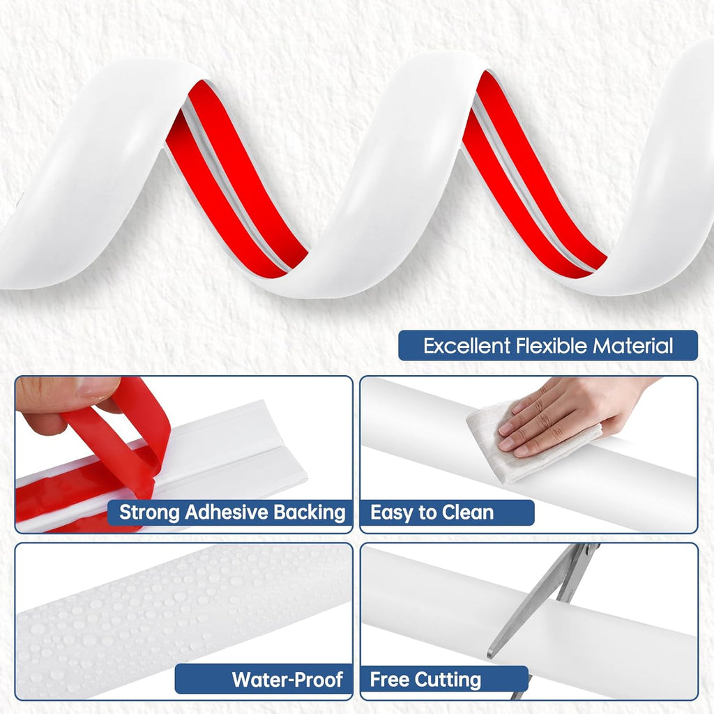 Floor Cord Cover for Wires on Floor Self Adhesive Cord Hider Floor Cable Management Wire Covers for Cords Protector Prevent Cable Trips Cord Cavity W 0.51" x H 0.31", White, 20Ft