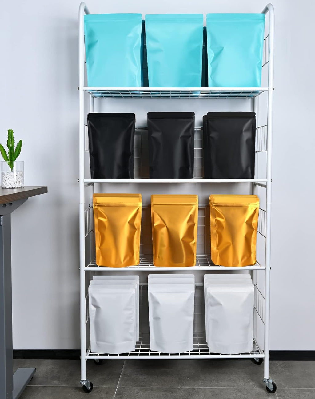 100 Pack Resealable Stand Up Bags,5.5" x 8.6" Smell Proof Pouch Sealable Foil Pouch Bags for Packaging (Black)