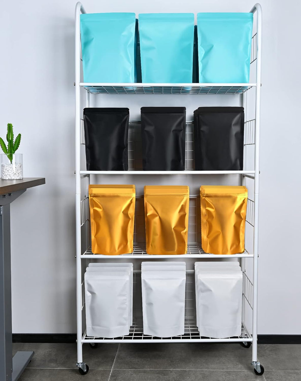 100 Pack Resealable Stand Up Bags,6.3" x 9.4" Smell Proof Pouch Sealable Foil Pouch Bags for Packaging (Blue)