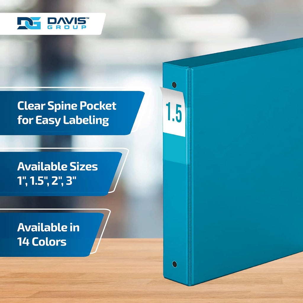 Premium Economy 6-Pack 3-Ring Binders for School or Office, Round-Ring Binders, 1.5 Inch, Turquoise