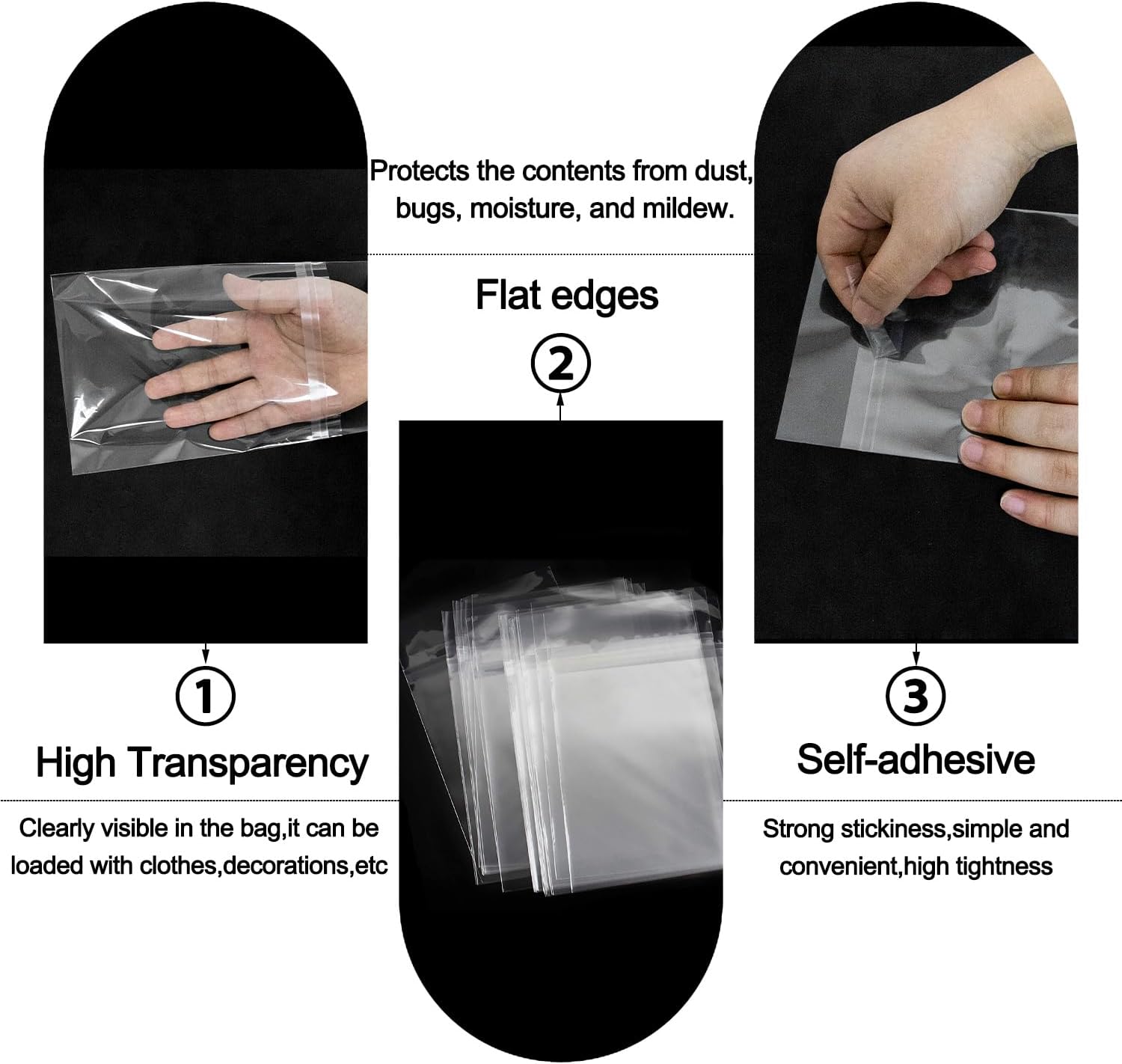 AUEAR, 12"x18" (100 Pack) Clear Plastic Sleeves - Acid Free 1.6Mil Crystal Resealable Bags -Fit for Prints, Photos, Documents, Clothing, T-Shirt