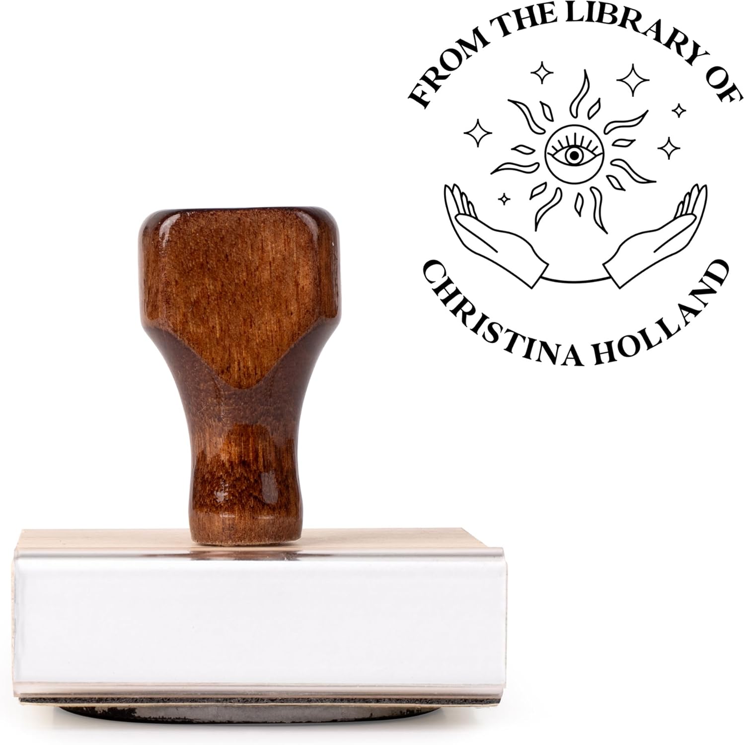 from The Library of Embossers & Stamps for Fantasy Book Readers | Custom Embosser | Custom Stamp | Ex Libris | Elevate Your Fantasy Collection of Stories and Novels (Design 18, Wood Hand Stamp)