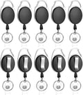 10 Pack Retractable Badge Reel with Carabiner Belt Clip and Key Ring Retractable ID Badge Holders for Office Worker Doctor Nurse