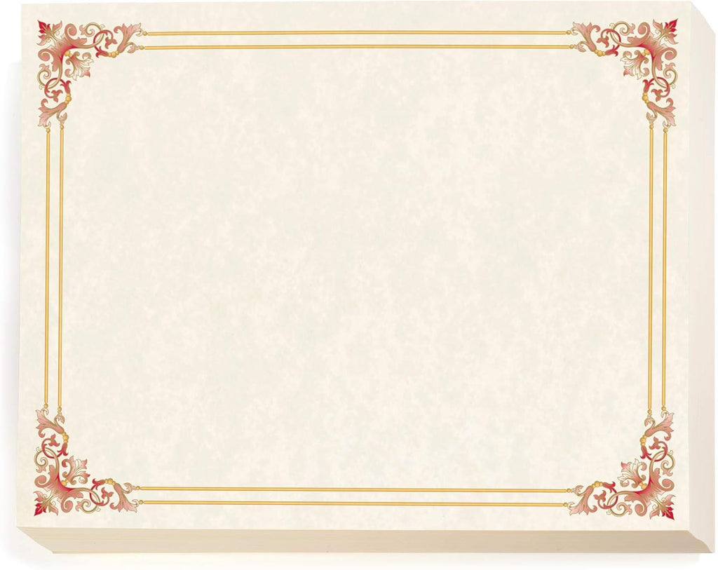 PaperDirect Red and Gold Foil Accents on Renaissance Standard Certificates, 8½ x 11, 100 Count, Certificates and Awards Paper, for School, Work, Diplomas & Award Certificates