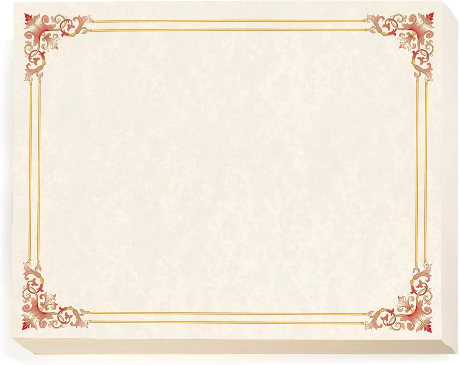 PaperDirect Red and Gold Foil Accents on Renaissance Standard Certificates, 8½ x 11, 100 Count, Certificates and Awards Paper, for School, Work, Diplomas & Award Certificates