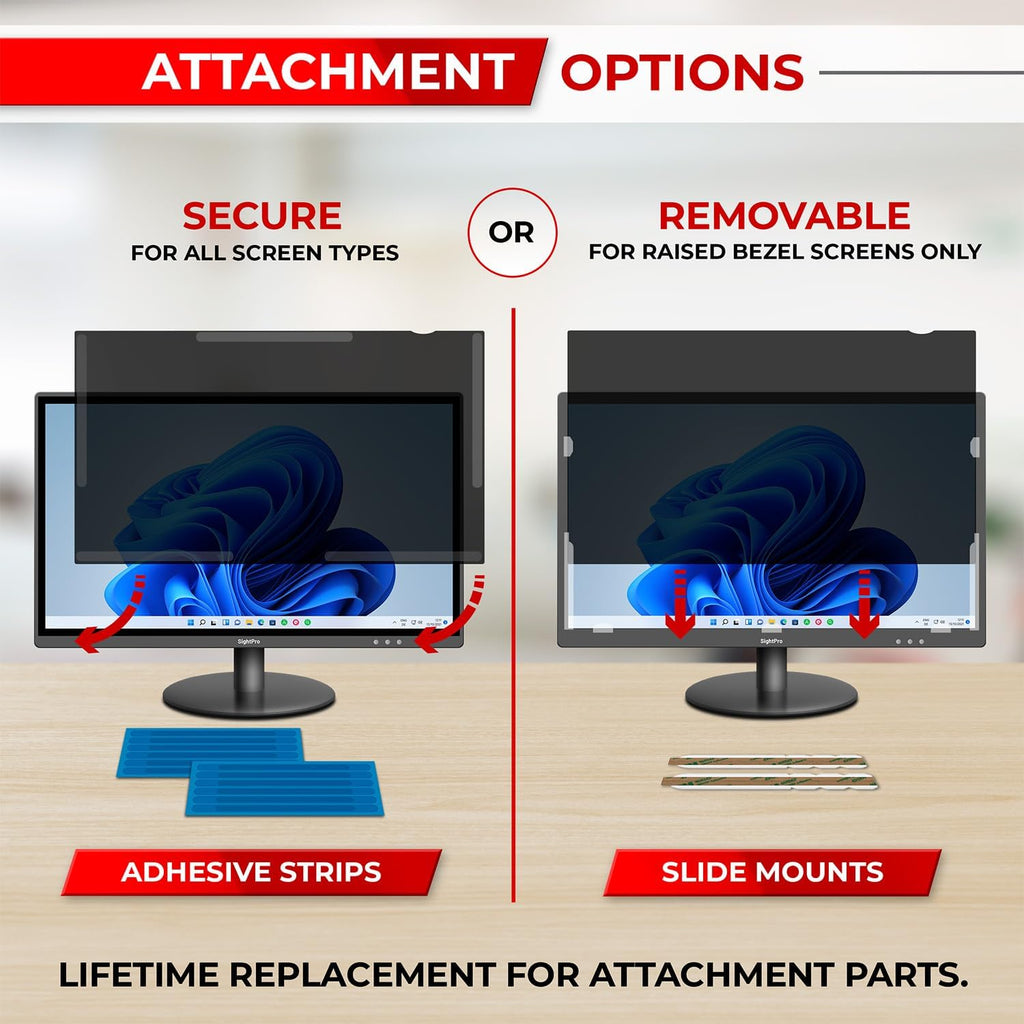 27 Inch 16:9 Computer Privacy Screen Filter for Monitor - Privacy Shield and Anti-Glare Protector