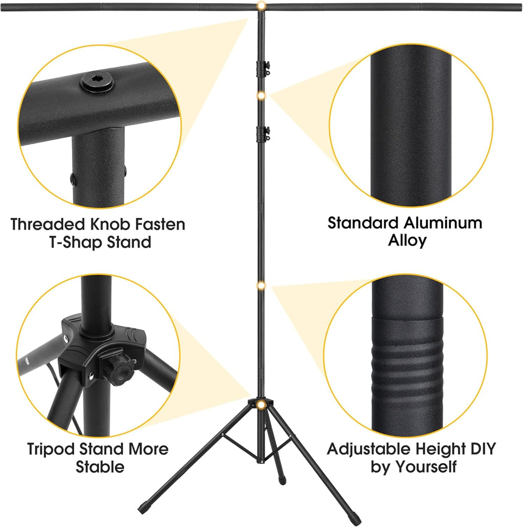 Green Screen Backdrop with Stand, 8x5.3ft Portable Greenscreen Background with Stand, T-Shape Green Screen Stand kit with 6 Spring Clamps, Sandbag, Carry Bag for Zoom, Video