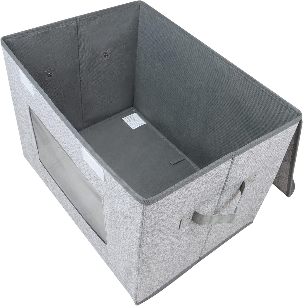 Univivi [4-Pack Fabric Storage Boxes Collapsible Storage Bins with Lids and Handles Cube Organizer Basket for Home, Closet, Bedroom (Gray, 14.4''x10''x8.3'')