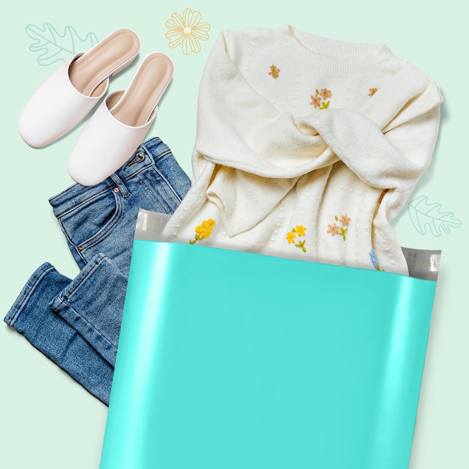 Fuxury 19x24 Inch 50 Pack Large Poly Mailers Shipping Envelopes,Self Adhesive Mailers Poly Shipping Bags for Clothing,Waterproof and Flexible Packaging Bag for Small Business(Teal)