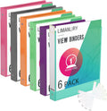 3 Ring Binders,1 Inch Round Rings, with Clear View Covers, Assorted Colors,6 Pack