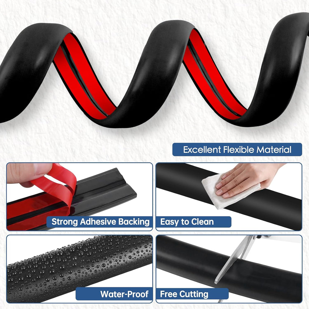 Floor Cord Cover for Wires on Floor Self Adhesive Cord Hider Floor Cable Management Wire Covers for Cords Protector Prevent Cable Trips Cord Cavity W 0.32" x H 0.32", Black, 20Ft