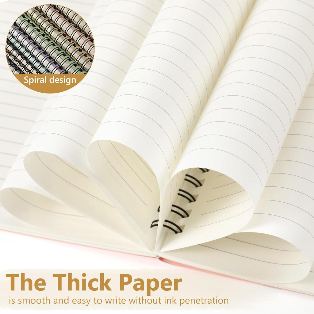 Fuutreo 12 Pcs Spiral Notebook for Work A5 8.3 x 5.7 Inch College Ruled Spiral Journal Notebook Kraft Cover Ruled Paper, 12 Color, 60 Sheets, 120 Pages for Office School(Innovative Color)