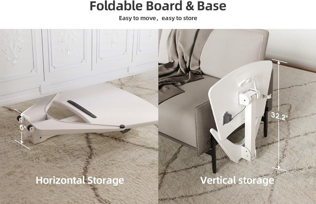 Claiks Mobile Standing Desk, Portable Rolling Workstation With Wheels, Pneumatic Height Adjustable Sit-Stand With 90 Tiltable, Foldable Non-Slip Computer Stand, White