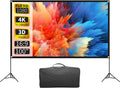 Projector Screen with Stand 100 Inch, 16:9 4K HD Portable Projector Screen Indoor Outdoor, Foldable Wrinkle-Free Movie Screen 160° Front Rear Projection Screen with Carry Bag for Home Movie