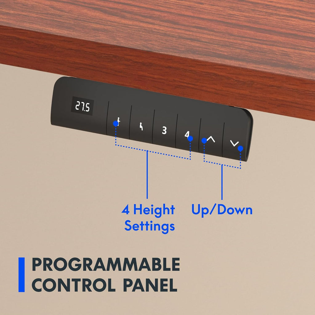 FLEXISPOT E3 Dual Motor Electric Standing Desk 60x24 Inch Whole-Piece Board Height Adjustable Electric Sit Stand Desk (Black Frame + Mahogany Desktop, 2 Packages)