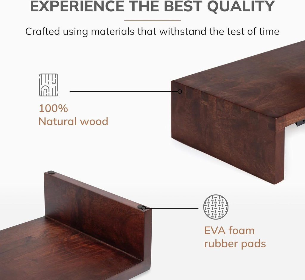 Anji Mountain Wooden Monitor Stand - Elegant Monitor Riser, Perfect Monitor Stand for Desk Organization, Durable Wood Construction monitor stands, Enhances Ergonomics and Workspace Efficiency,Walnut