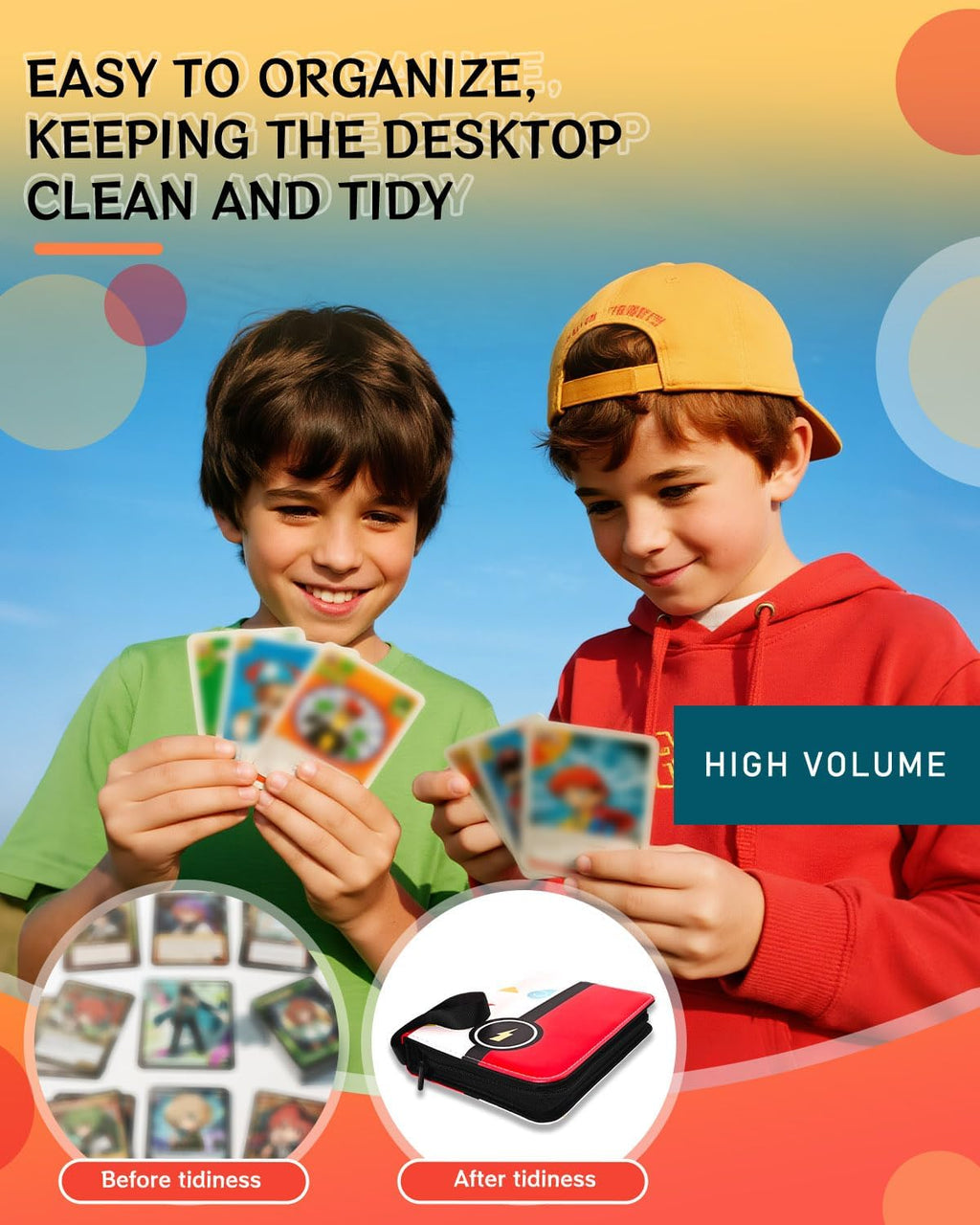 Card Binder for Card, 4-Pocket Trading Card Albums with 50 Removable Sleeve Cards Holder Collection Binders, Card Folder 400 Cards Capacity
