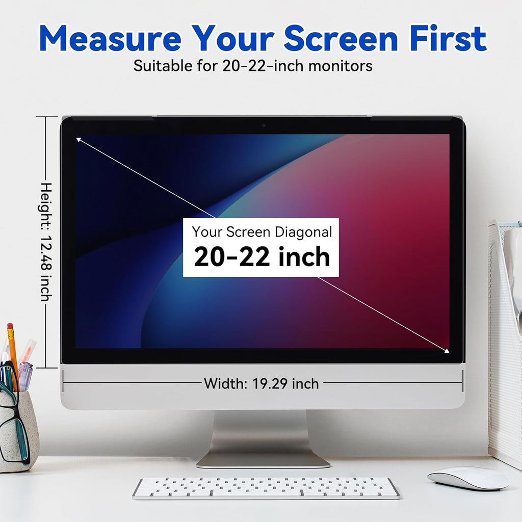 MOSISO 20-22 inch Computer Privacy Screen Protector for 16:9 Monitor, Eye Protection Frame Hanging Type Removable Anti-Scratch Acrylic Privacy Filter for Diagonal 20, 21.5, 22 inch PC Monitor