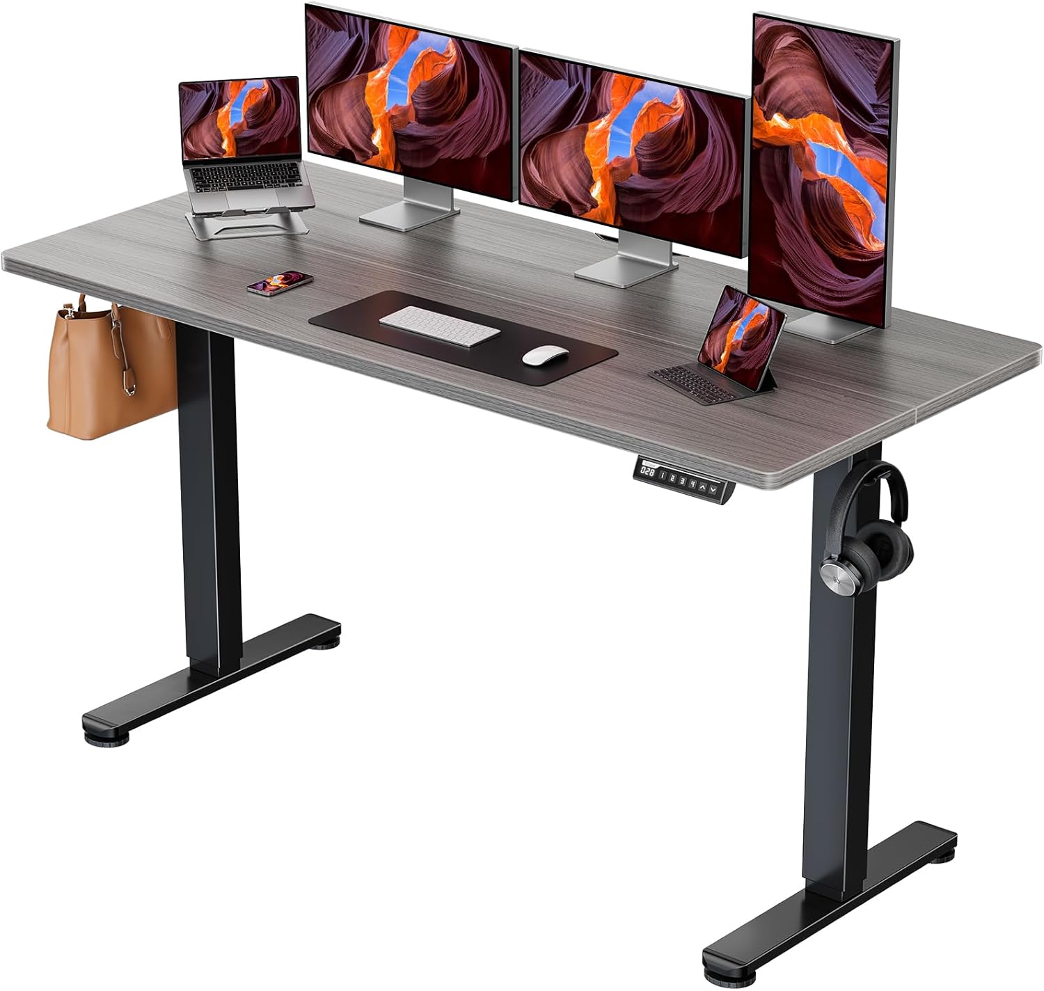 ErGear Electric 71 x 30 inch Standing Desk Workstation, Large Sit Stand up Desk, Memory Computer Home Office Desk, (Grey) Ships in One Box