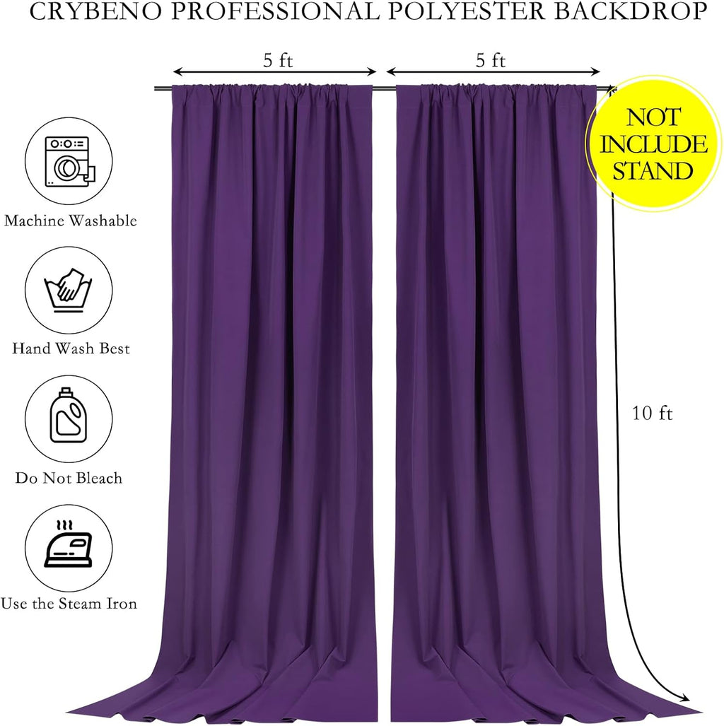 Purple Backdrop Curtains 2 Panels 5ft x 10ft Polyester Backdrop Drapes for Wedding Mermaid Party Halloween Photography Decorations