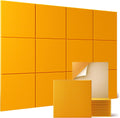 Sonicism 12 Pack Acoustic Wall Panels with Self-Adhesive, 12" X 12" X 0.4" Sound Proof Foam Panels, Decorative Soundproof Wall Panels, Sound Proof Absorbing Tiles for Home & Offices, Orange Yellow
