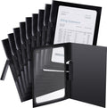 Yeaqee 25 Pcs Clear Report Covers with Clip Sliding Bar Locking Report Folder Cover Plastic Presentation Folders Binder Portfolio for Letter Size Document Paper Resume, Black 9 x 11.4 Inch