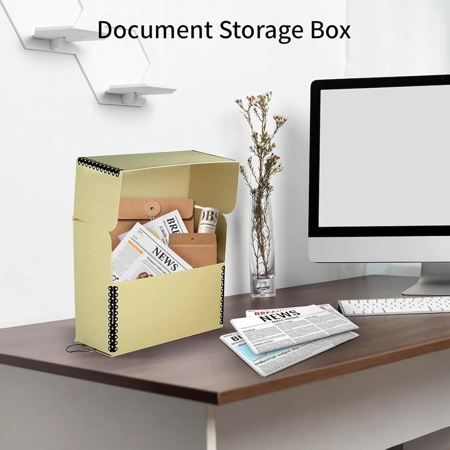 Lineco Archival Document Storage Box with Metal Edge, Acid-Free Tan Boxboard, Organize and Store Files, Prints, Photos, Letter-Sized Case 12.5" x 10.5" x 5" Wide