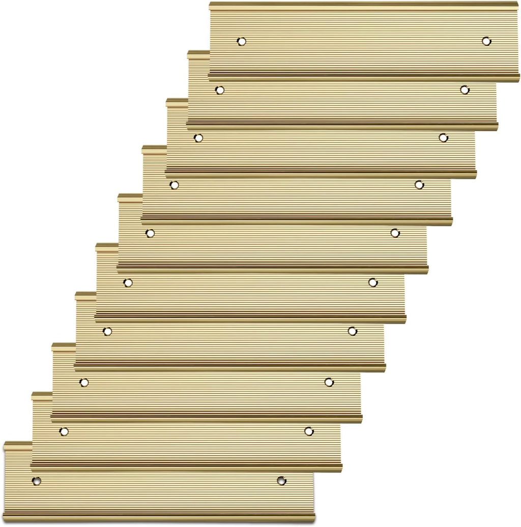 10 Pack Aluminum Name Plate Holders for Door or Wall, 2” x 8” Office Wall Mount Name Plate Holder with Textured Design and Double Sided Tape, for Office, Business, Meeting Room (Gold)