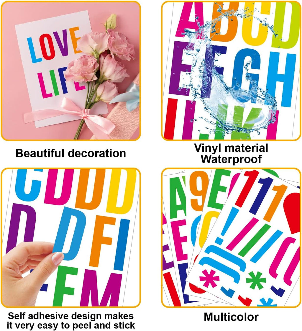 24 Sheets 2 Inch Self Adhesive Letters Stick on Vinyl Letters Capital Letter Stickers Alphabet Sticker Letter Number for Outdoor Poster Mailboxes Crafts