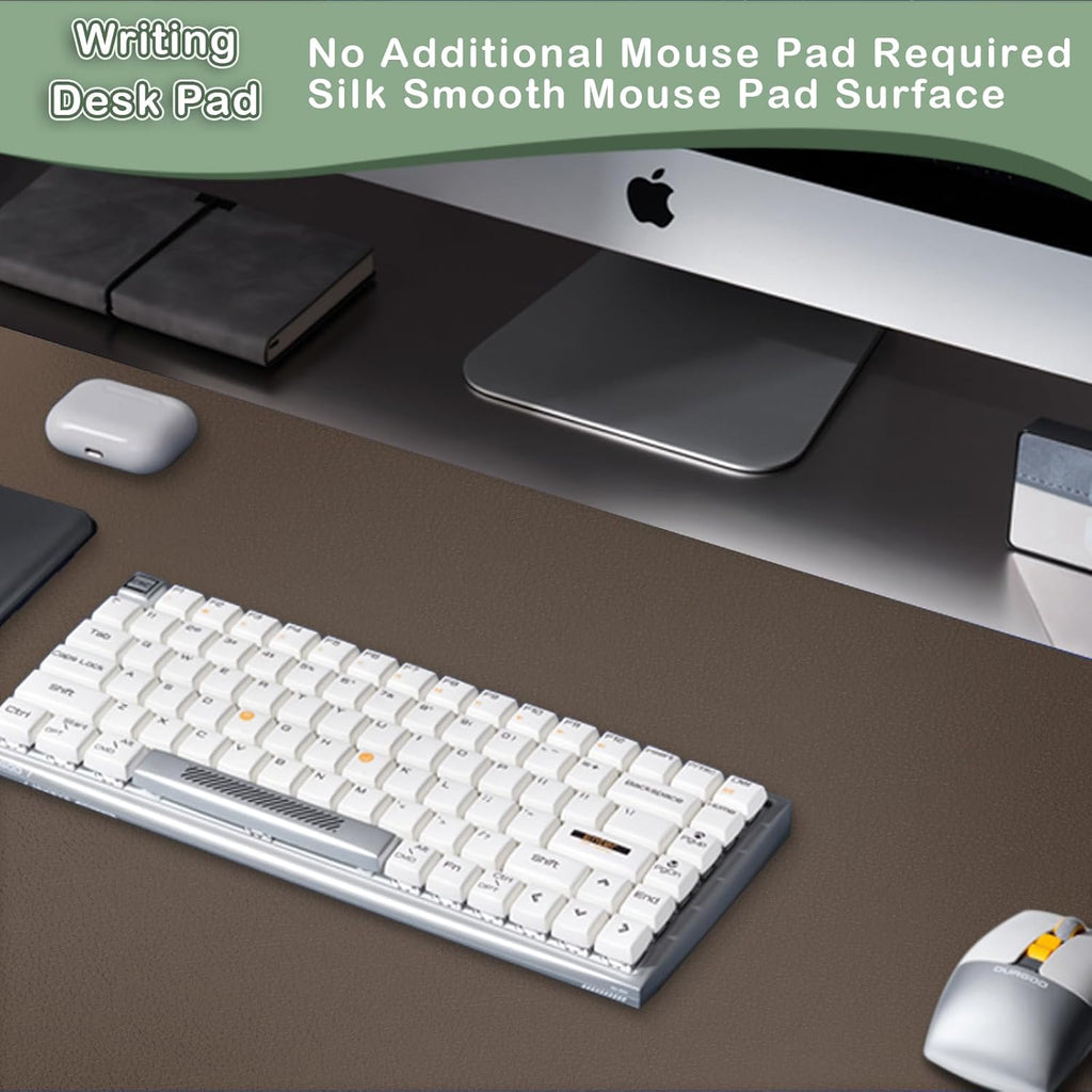 Boutilon Leather Desk Pad Protector,Non-Slip Mouse Pad,Laptop Desk Pad,Office Mouse Mat,Waterproof Leather Desk Blotter,Desk Writing Pad for Office and Home (L-Coffee,35"x 17")