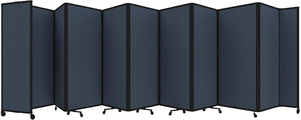 Versare Room Divider 360 Portable Wall Partition | Folding Panels | Large Freestanding Divider | Locking Wheels | Temporary Room Separator