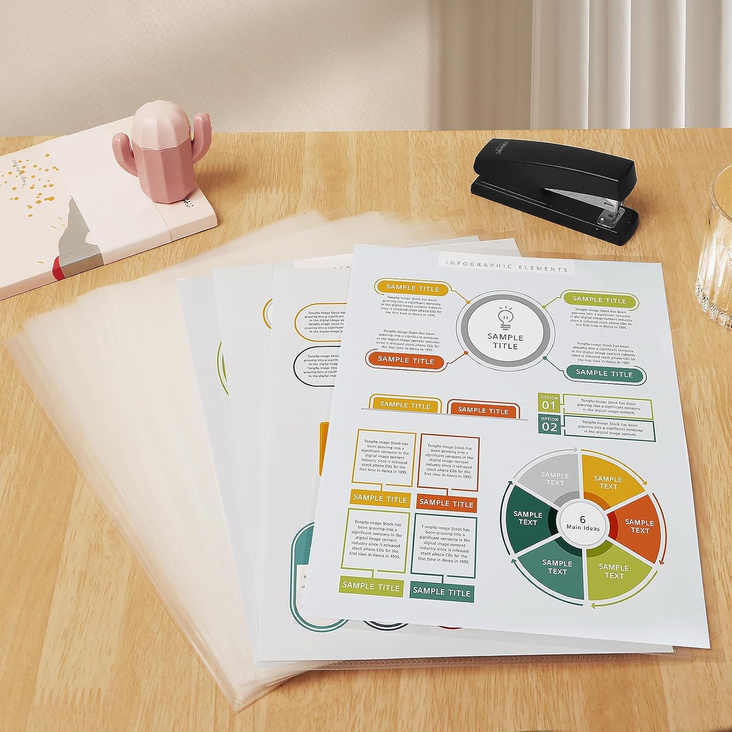 50 Pack Clear Folders for Documents Plastic Folders Transparent L-Type Plastic Sleeves for Letter Size A4 Paper Ideal for School and Office Supplies