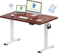 FLEXISPOT EN1 One-Piece Standing Desk 48 x 30 Inch Height Adjustable Desk for Home Office and Computer Workstation (White Frame + 48" Mahogany Top, 2 Packages)