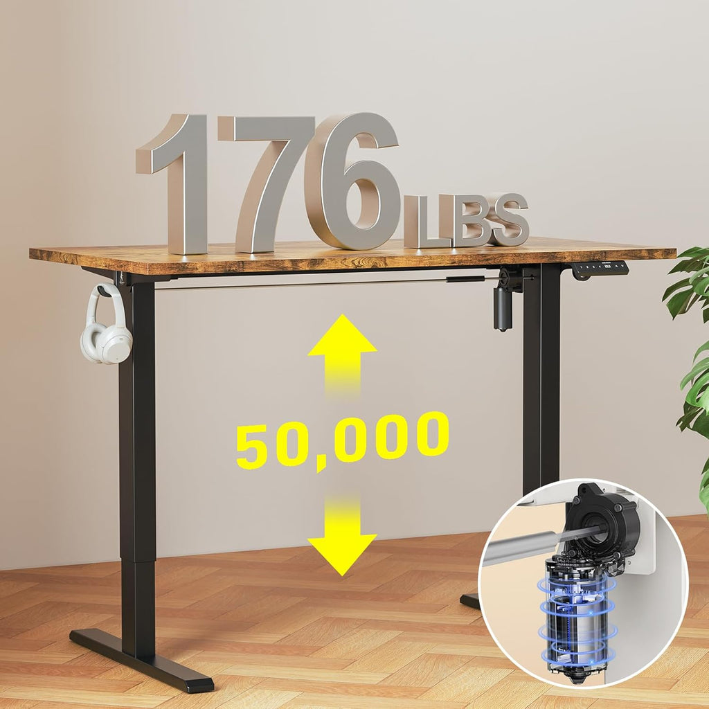40x24 Inches Whole Piece Electric Standing Desk, Seamless One Piece Height Adjustable Sit to Stand up Desk for Home Office, Ergonomic Computer Workstation, Rustic Brown