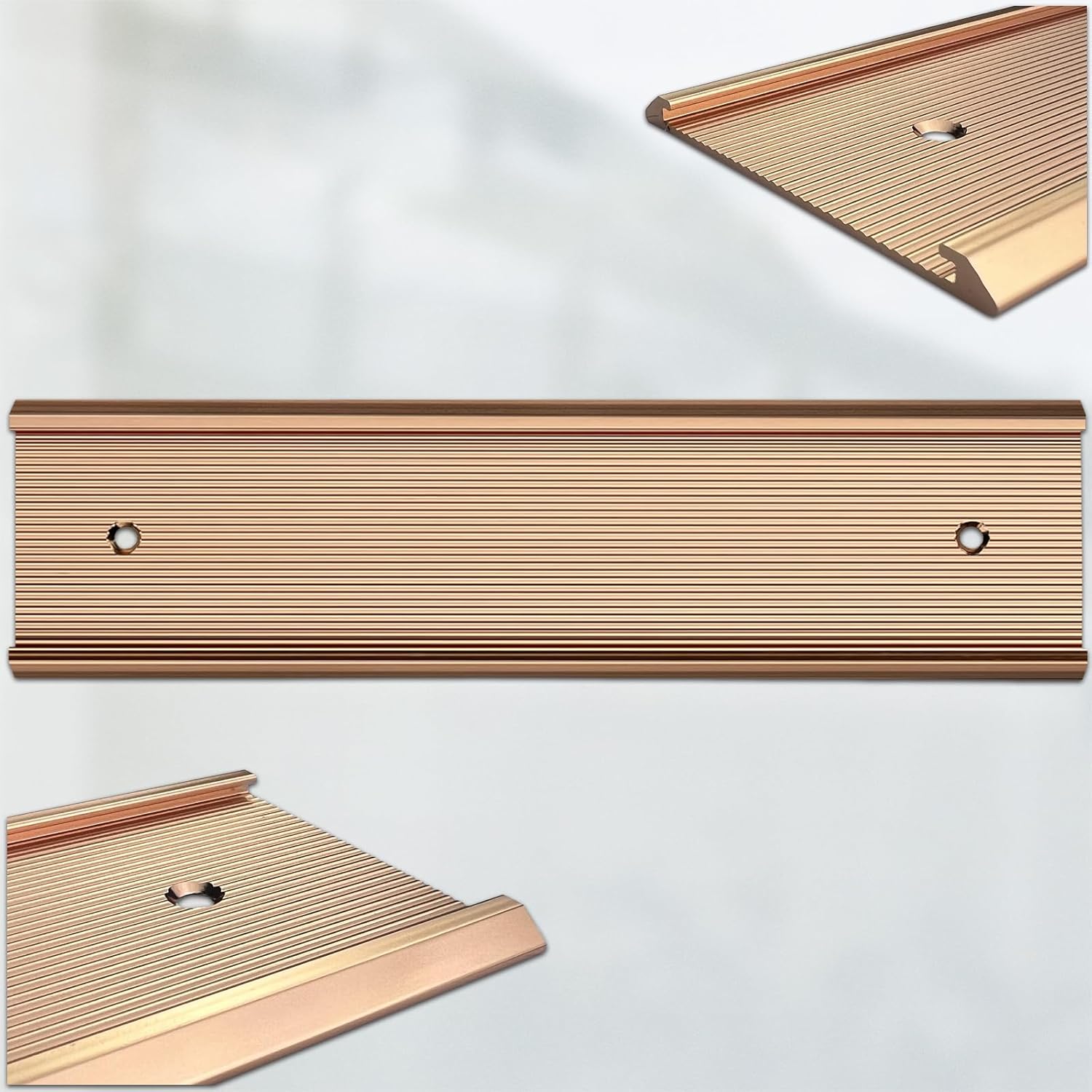 10 Pack Aluminum Name Plate Holders for Door or Wall, 2” x 8” Office Wall Mount Name Plate Holder with Textured Design and Double Sided Tape, for Office, Business, Meeting Room (Rose Gold)