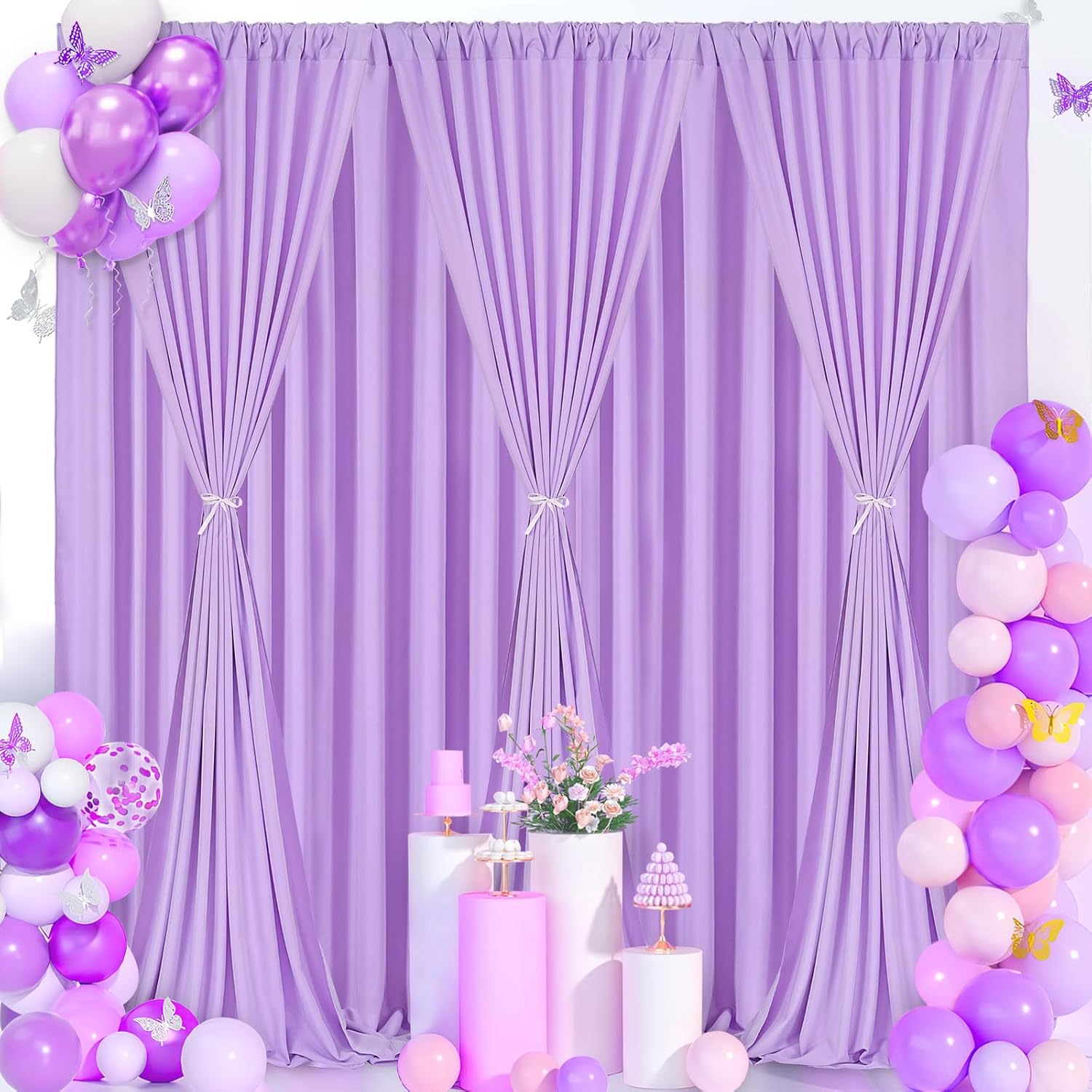 Lavender Backdrop Curtains 30x10ft: Party Backdrop Drapes Fabric - Wedding Photography Background Decorations